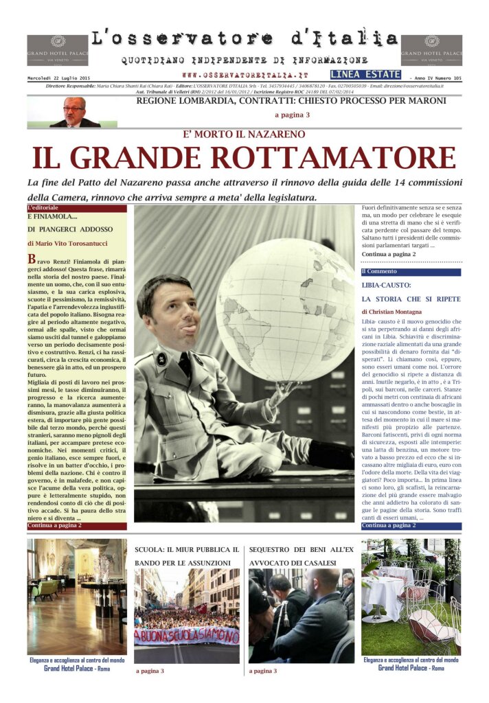 L'osservatore d'Italia edizione del 22 Luglio 2015